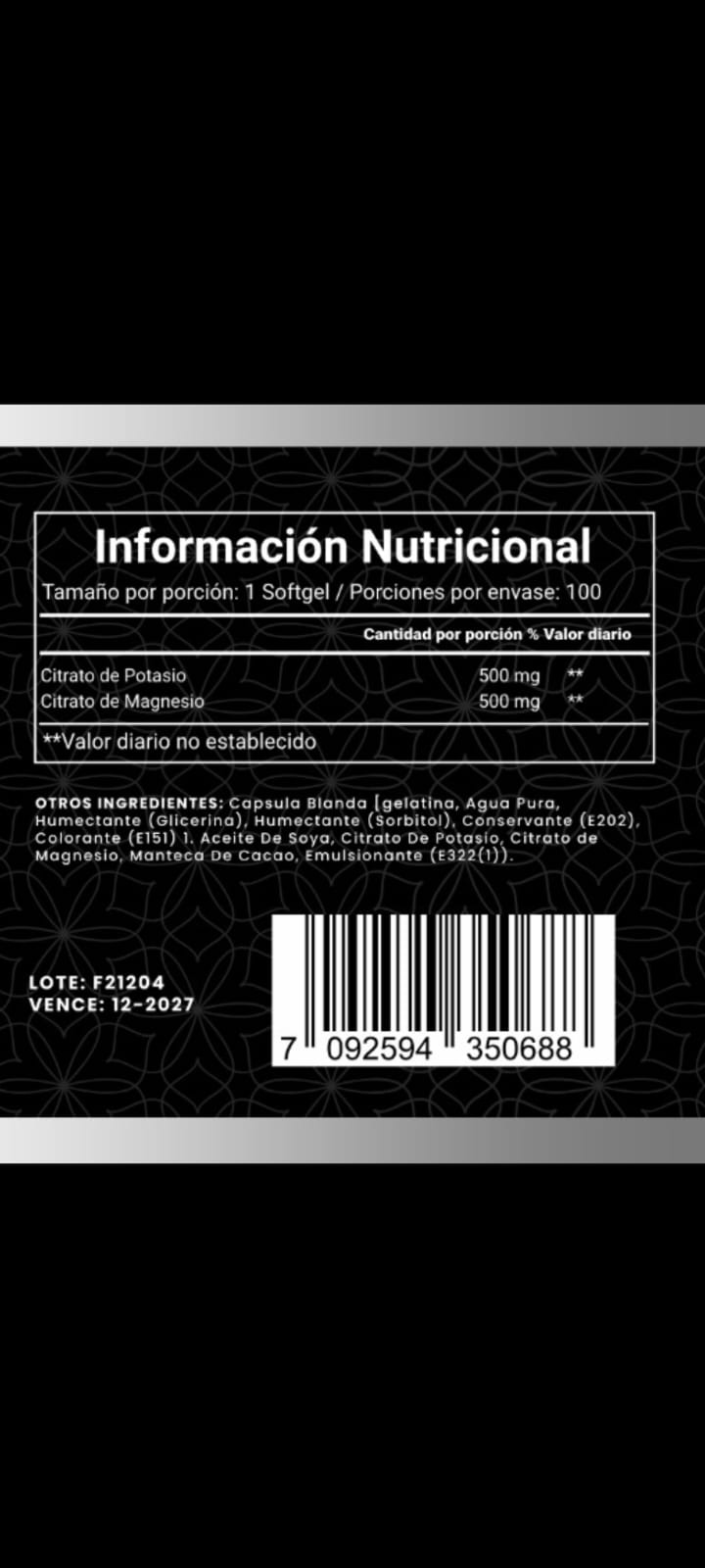 Citrado de magnesio+ potasio con regist
