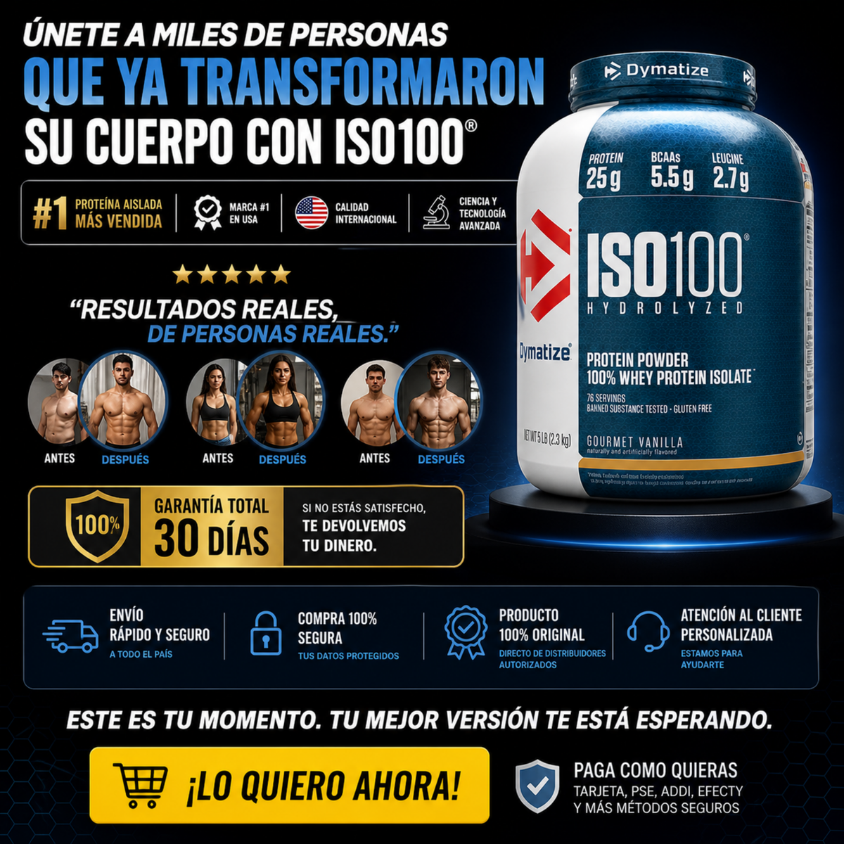 Proteina ISO100 5Lbs Whey protein