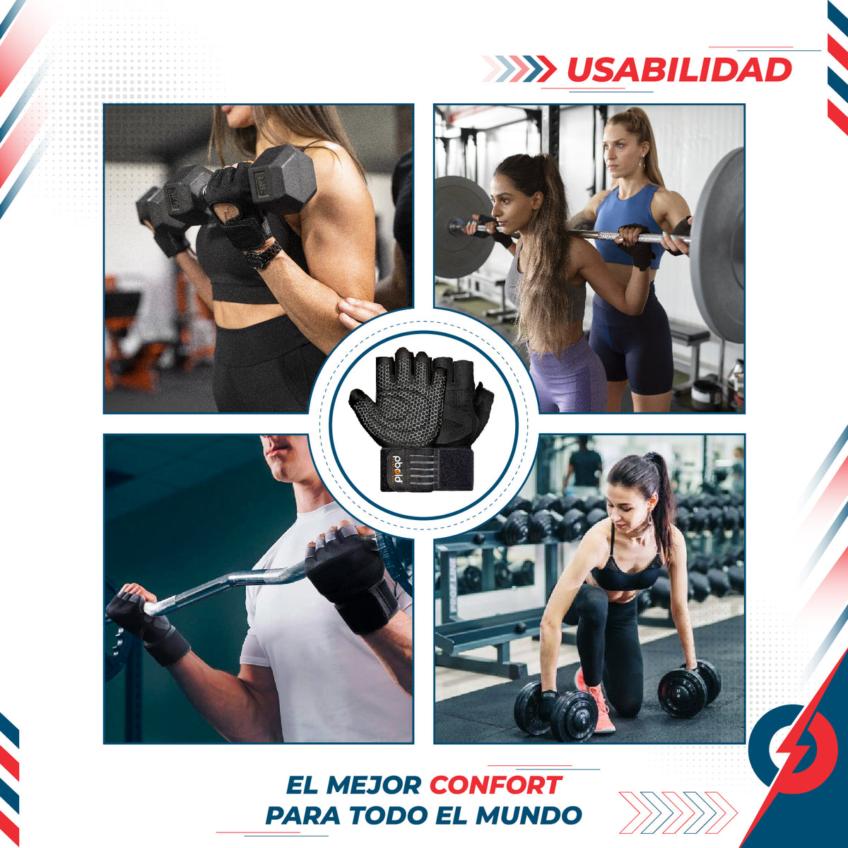 Guantes Gimnasio Con Muñequera V3 Pbold