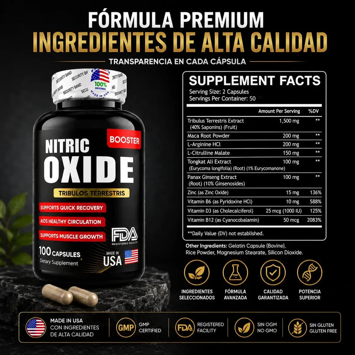 QUEMADOR NITRIC OXIDE 100 Caps